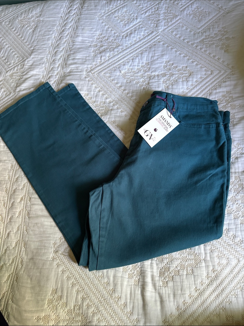 Gloria Vanderbilt Teal-Green Straight Leg Jeans